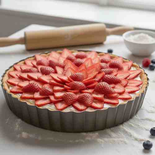 Easy Strawberry Tart Recipe: A Delicious Fresh Fruit Tart with Creamy Filling and Sweet Strawberry Topping