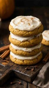 Pumpkin Cookies with Cream Cheese Frosting (Soft and Easy!)