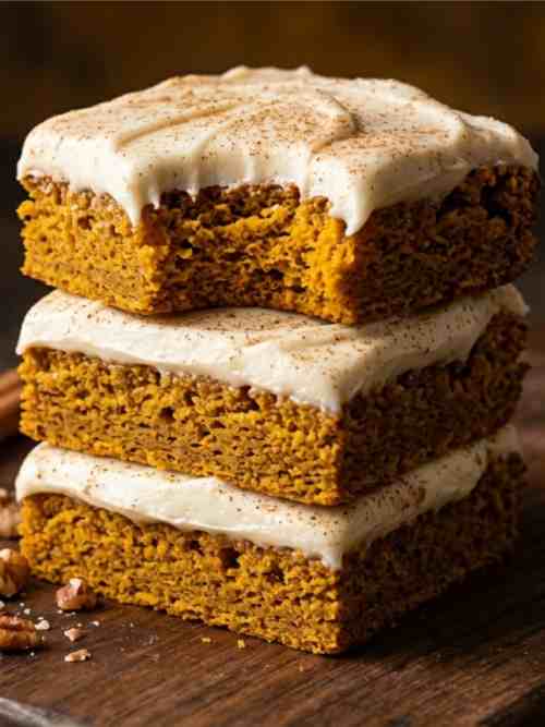 Pumpkin Bars with Cream Cheese Frosting (Easy + Moist!)