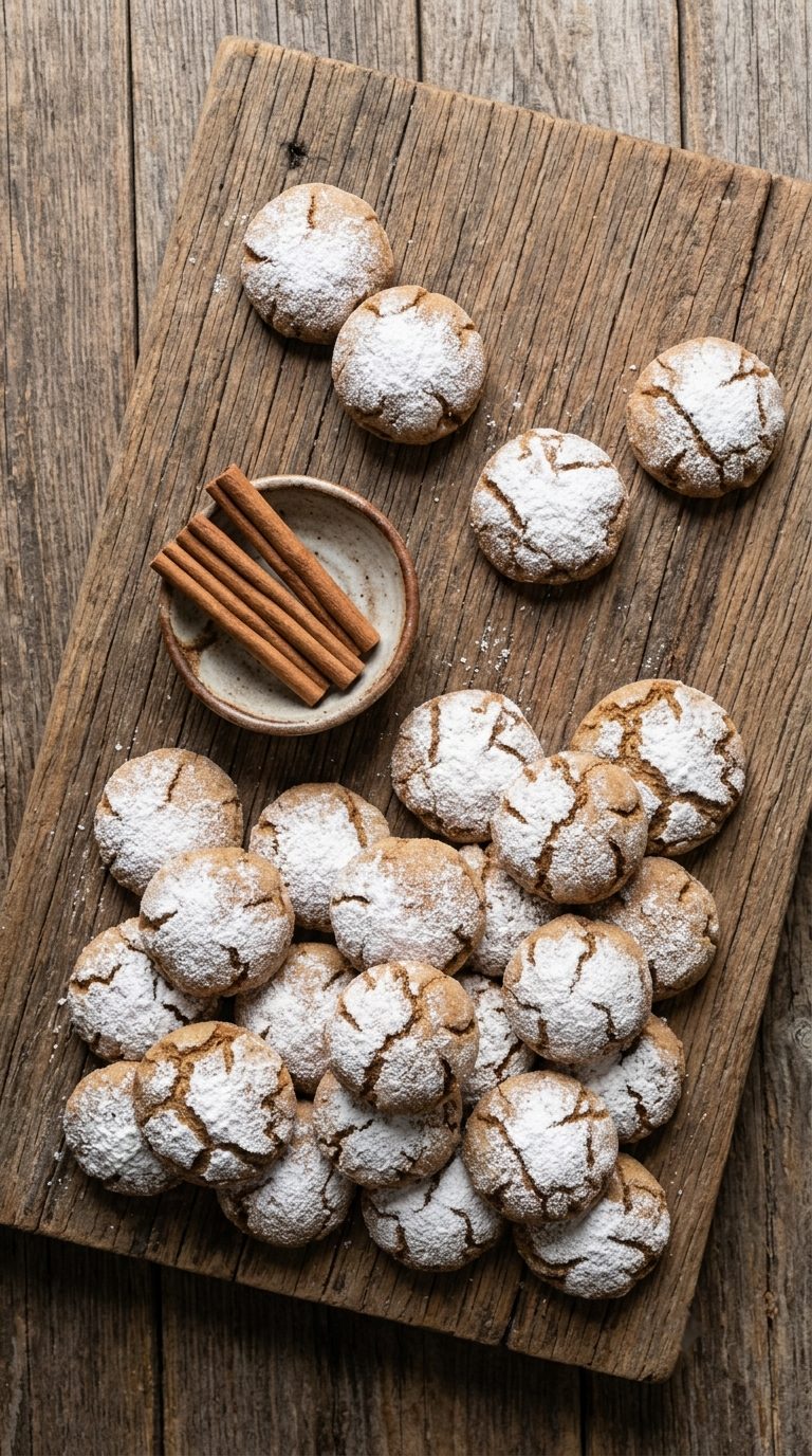 brown-butter-cinnamon-crinkle-cookies-hero-shot-2-wood-board