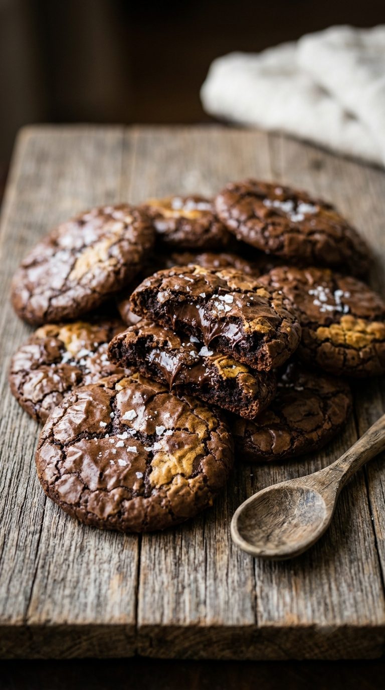 brownie-crinkle-cookies-hero-shot-2-cookie-pile-on-wood-board
