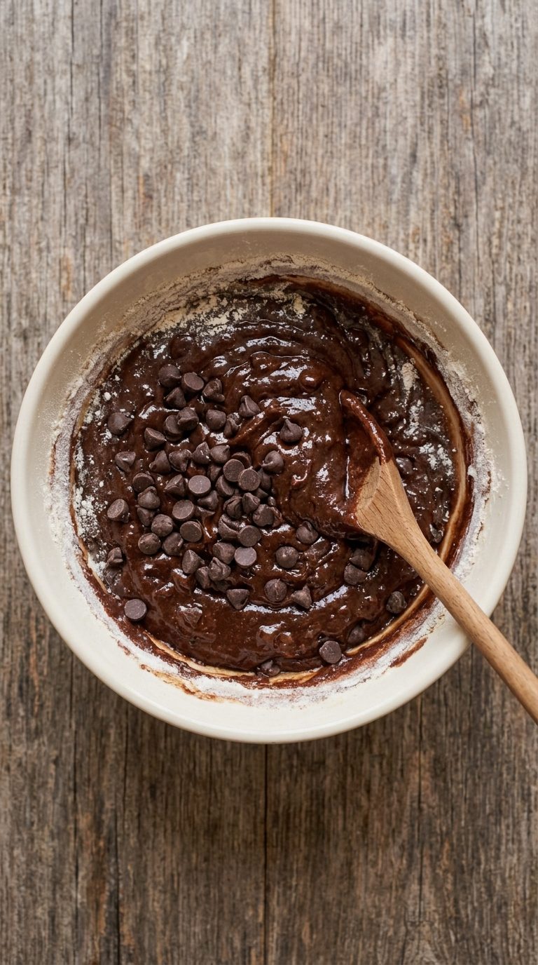 brownie-crinkle-cookies-process-step-4-folding-in-dry-ingredients-and-chocolate-chips
