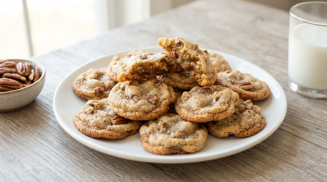 butter-pecan-cookies-landscape-hero-plate-on-wood