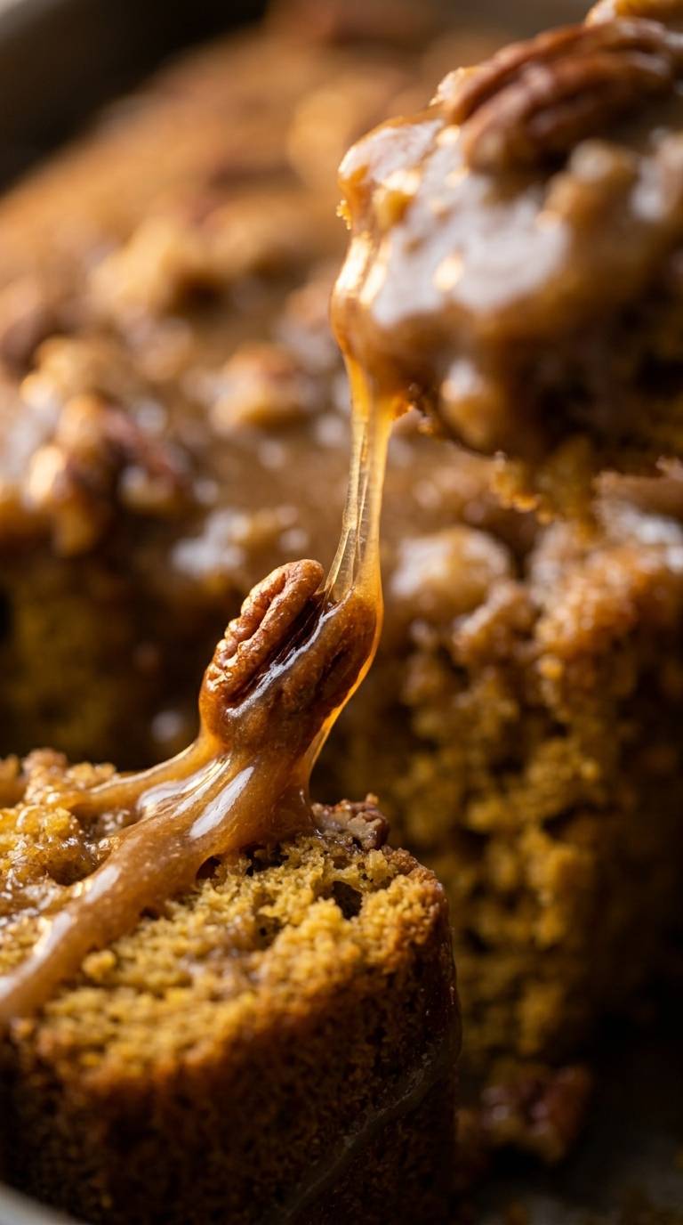 butter-pecan-praline-poke-cake-macro-closeup