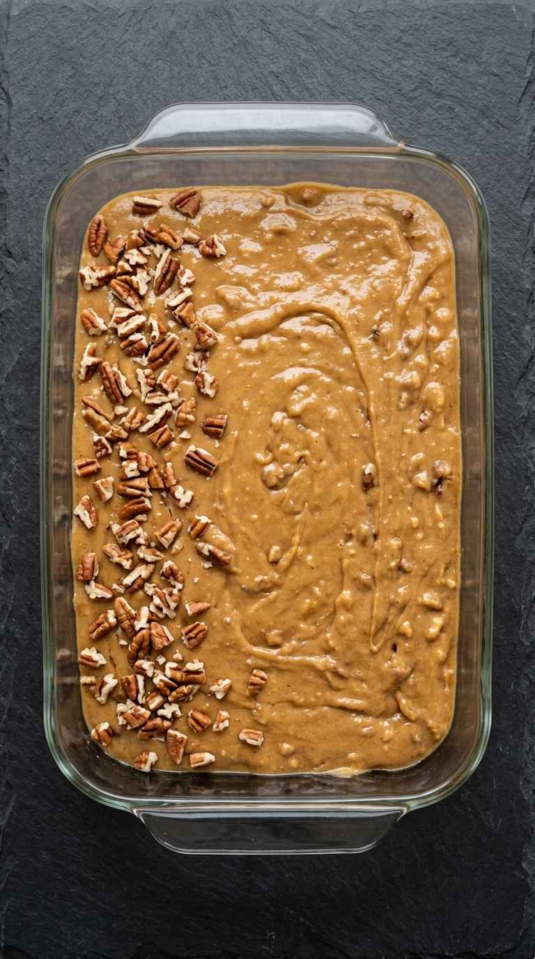 butter-pecan-praline-poke-cake-process-step-3-pecans-stirred-in