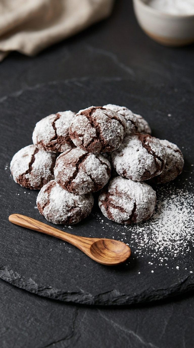 cake-mix-crinkle-cookies-hero-shot-2-dark-slate-wooden-spoon