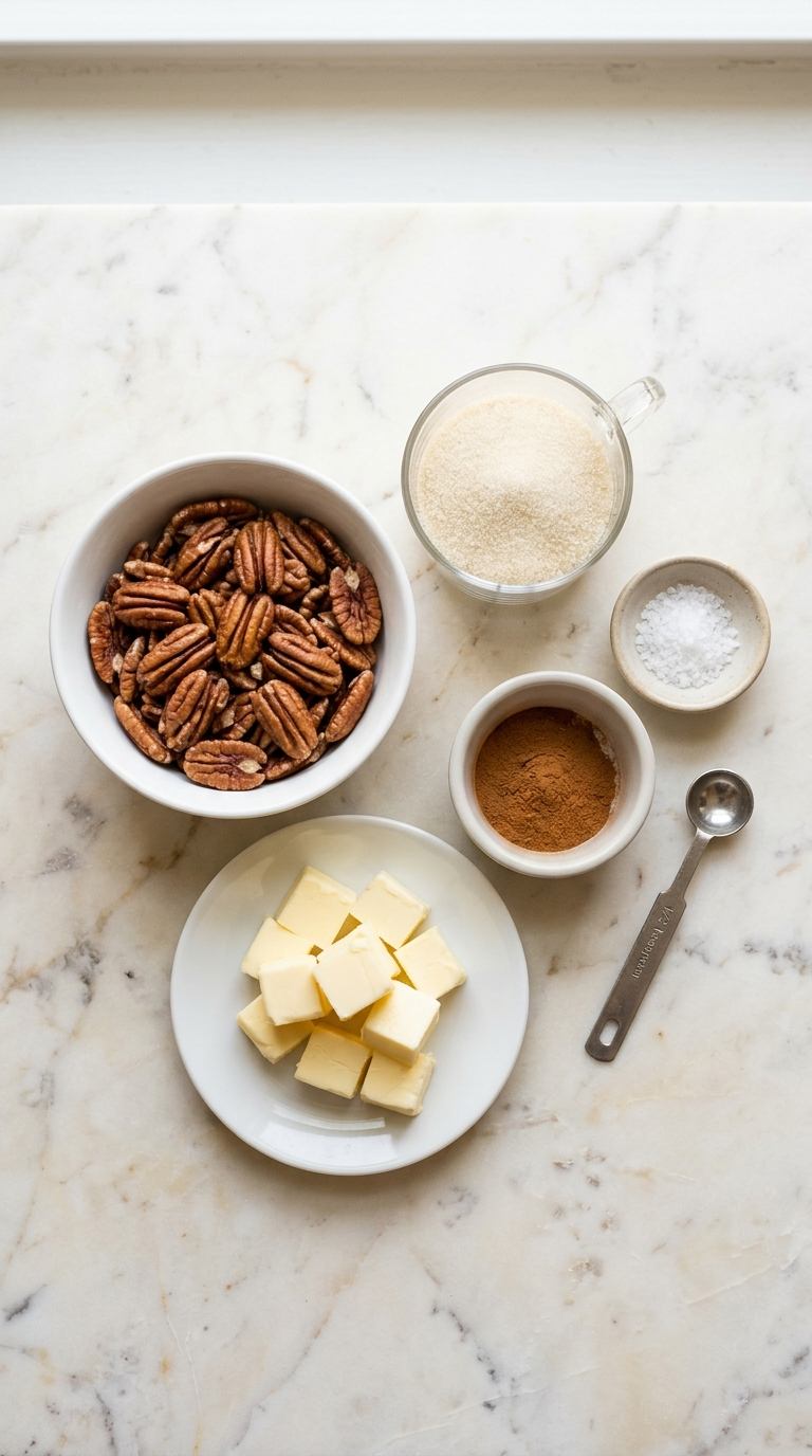 candied-pecans-ingredients-shot-on-marble