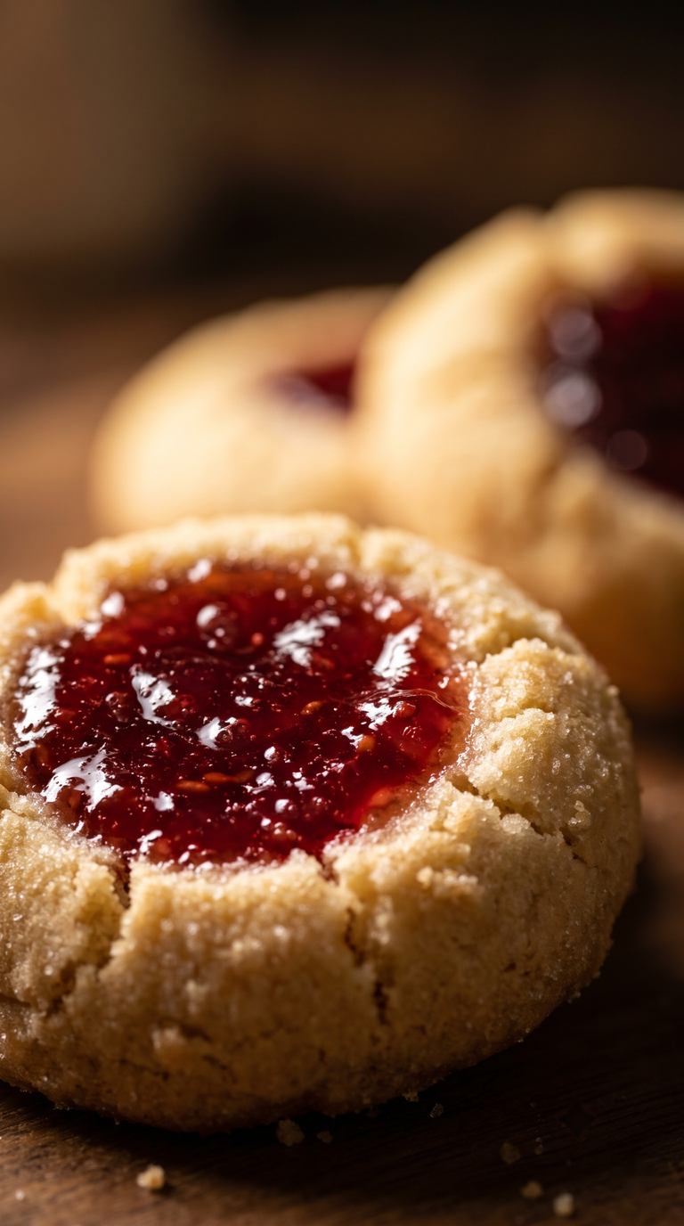 cherry-thumbprint-cookies-macro-closeup