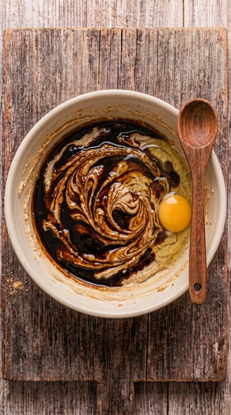 gingerbread-crinkle-cookies-process-step-2-egg-and-molasses-added