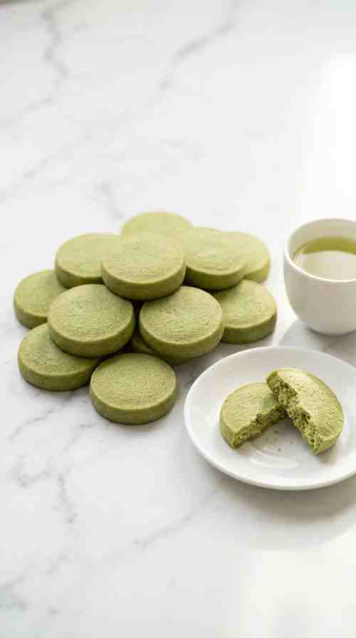 matcha-shortbread-cookies-hero-shot-3-cookie-pile-with-broken-cookie-on-white-marble