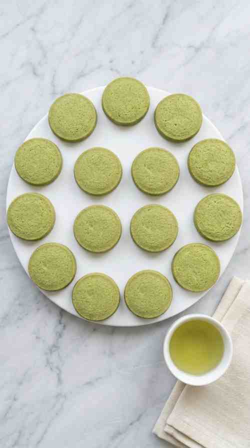 matcha-shortbread-cookies-holiday-shot-cookie-tin-with-ribbon-and-evergreen-on-slate