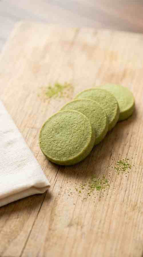 matcha-shortbread-cookies-overhead-shot-1-twelve-cookies-in-circle-on-walnut-board