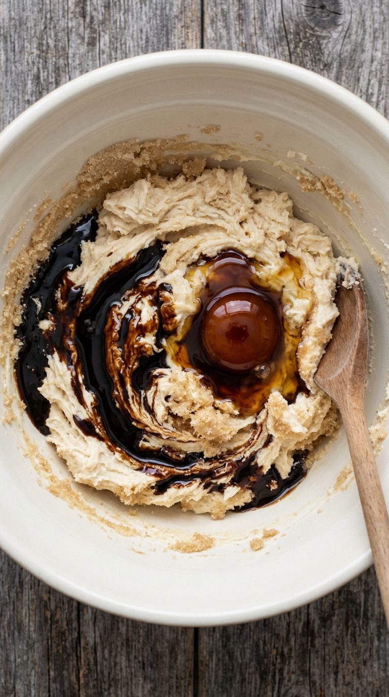 molasses-crinkle-cookies-process-step-1-creaming-butter-sugar-with-molasses