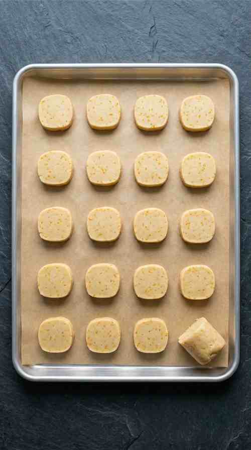 orange-shortbread-cookie-process-step-6-sliced-dough-rounds-on-baking-sheet