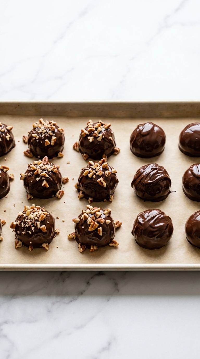 pecan-pie-balls-process-step-5-dipped-truffles-cooling
