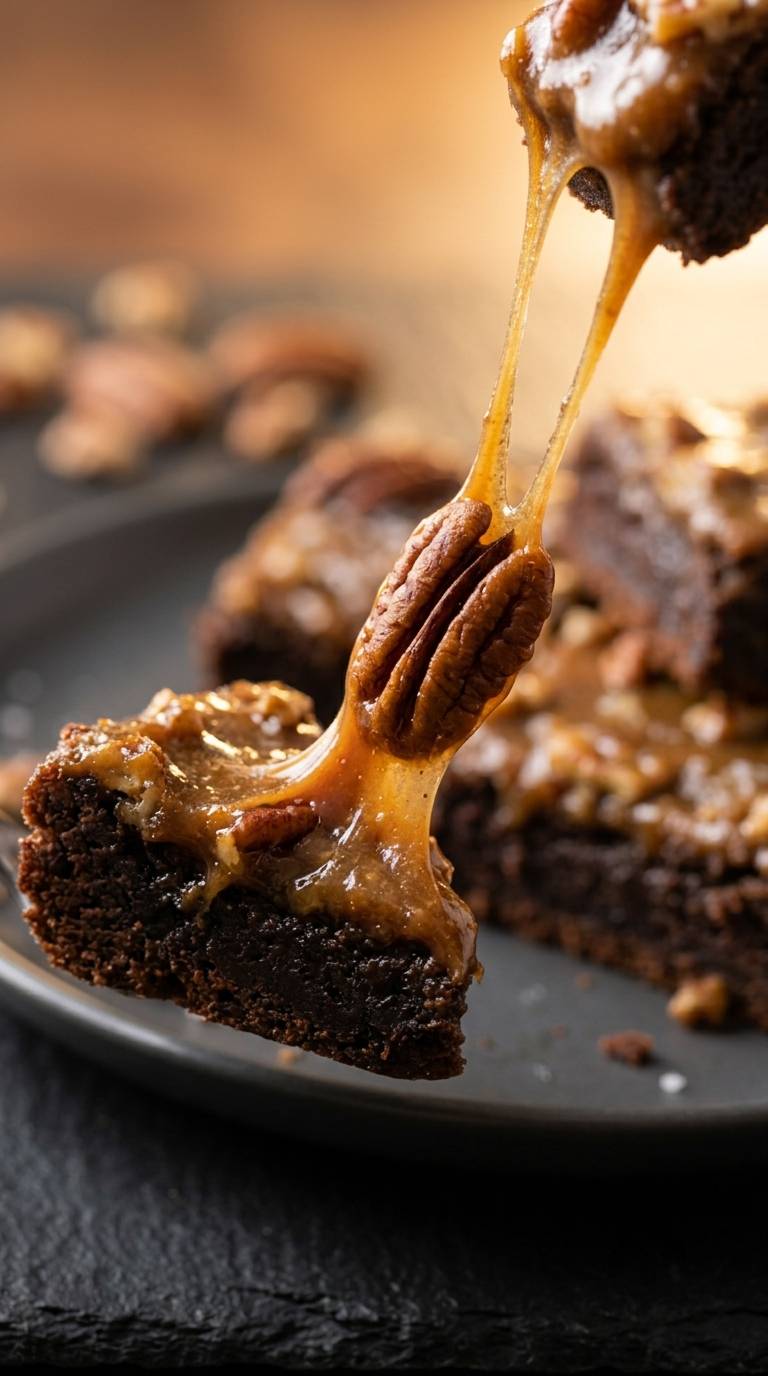 pecan-pie-brownies-macro-caramel-pull