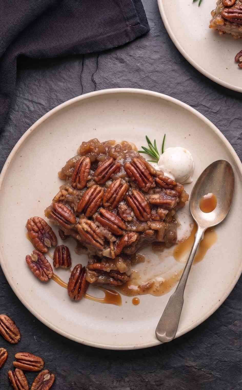 pecan-pie-cobbler-hero-shot-plated-with-icecream