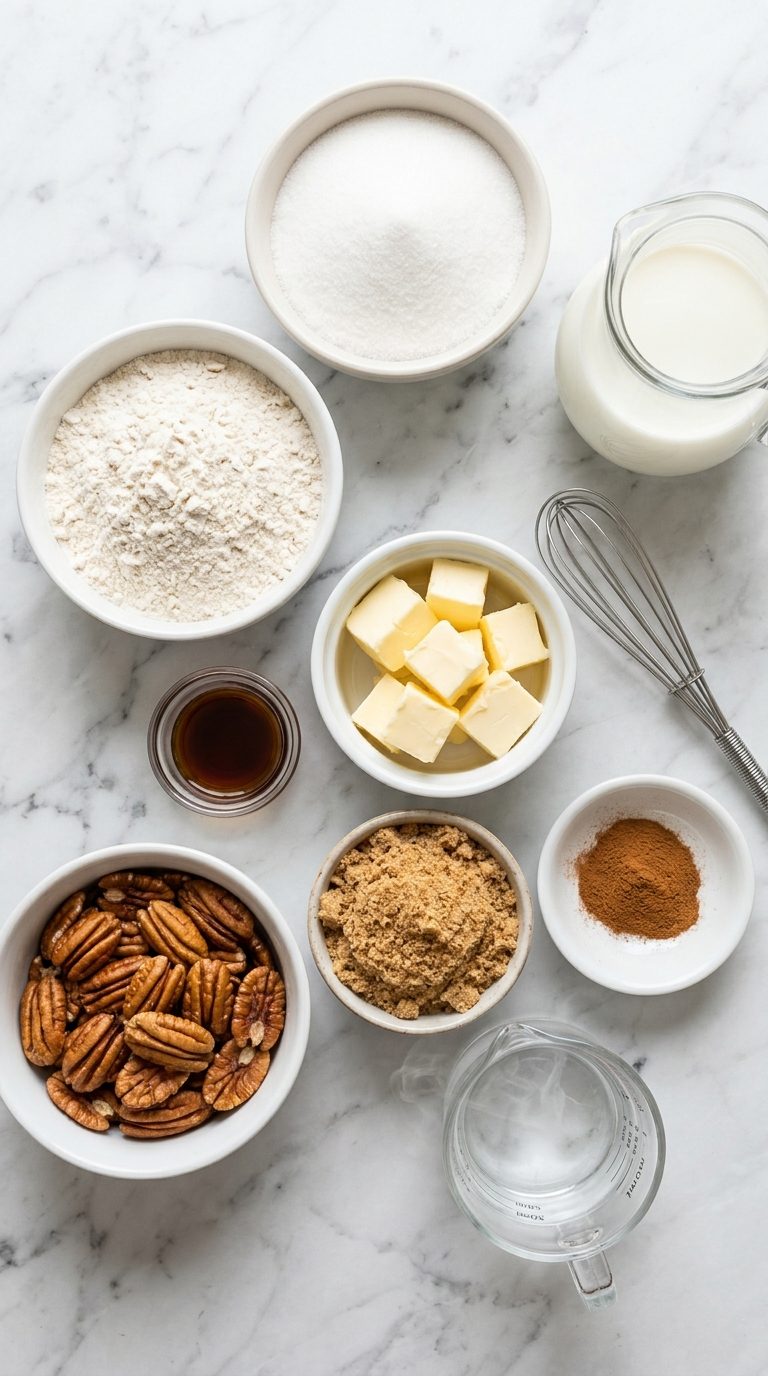 pecan-pie-cobbler-ingredients-shot-on-marble