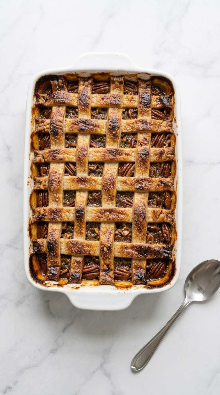pecan-pie-cobbler-overhead-shot-1-lattice-on-marble
