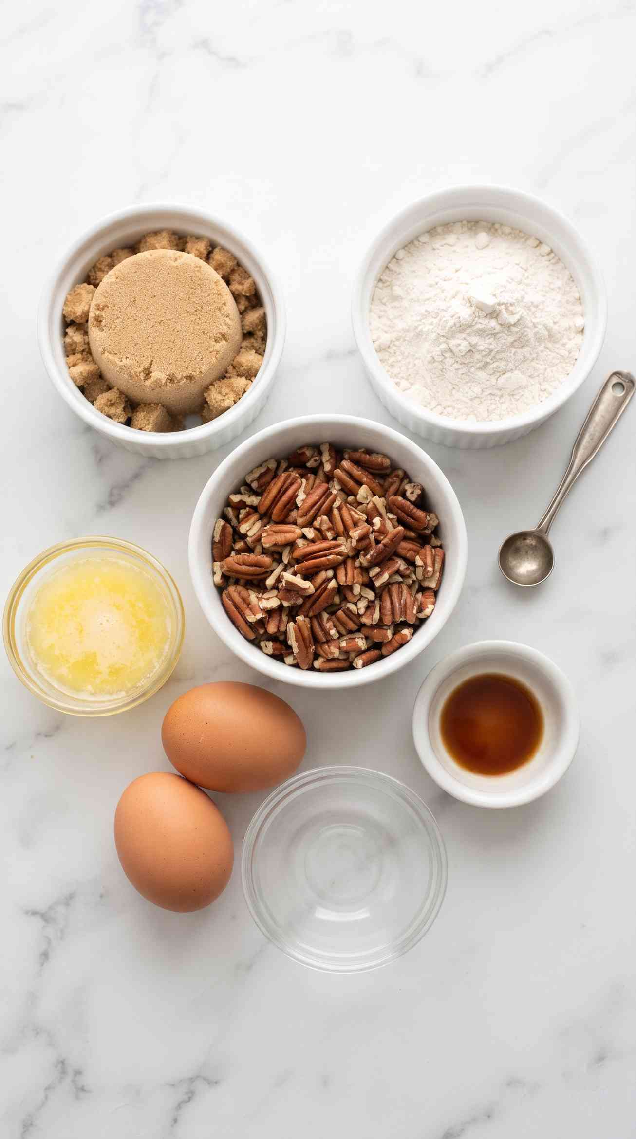 pecan-pie-muffins-ingredients-shot-on-marble