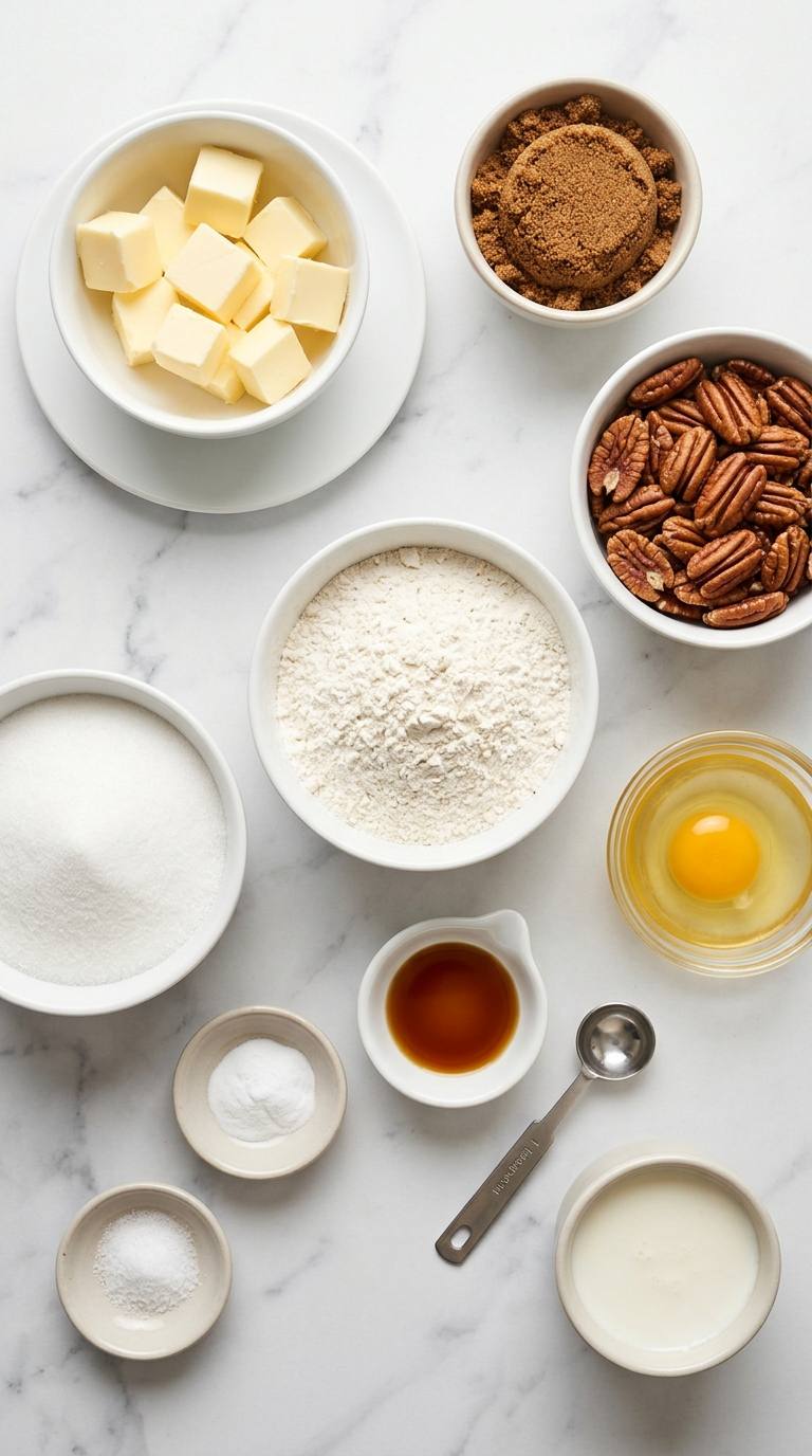 pecan-pralines-ingredients-shot-on-marble