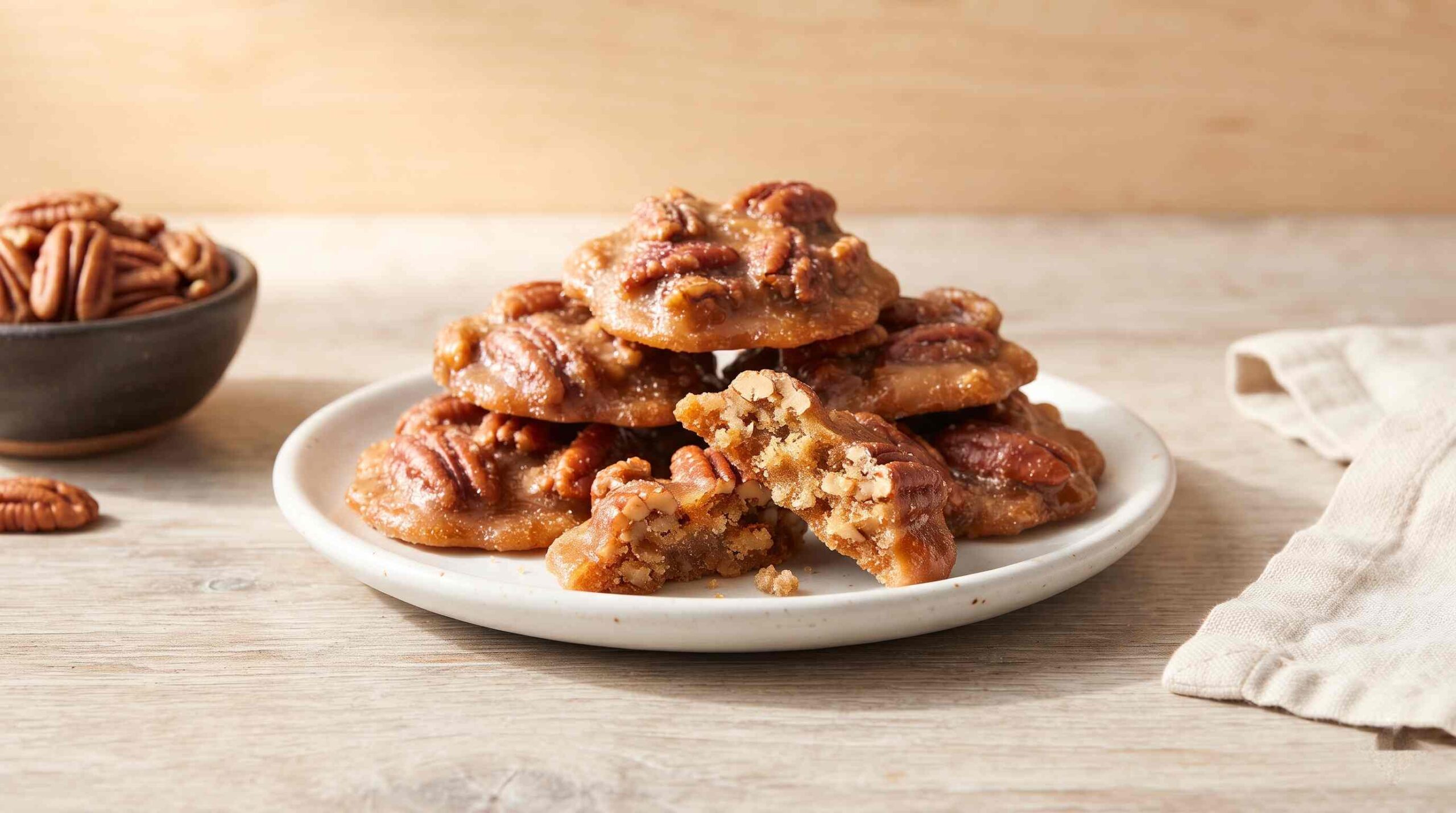 pecan-pralines-landscape-hero-plated-on-wood