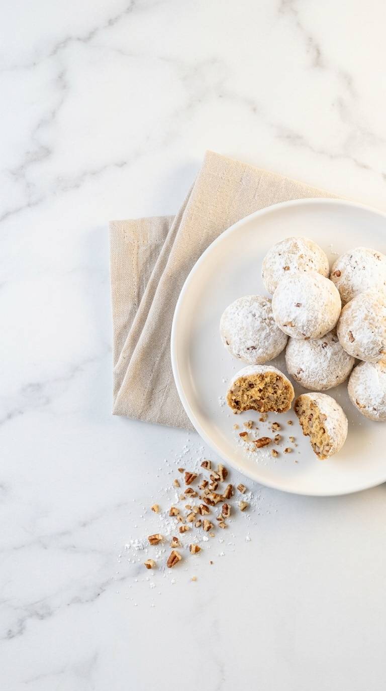 pecan-snowball-cookies-overhead-shot-1-plate