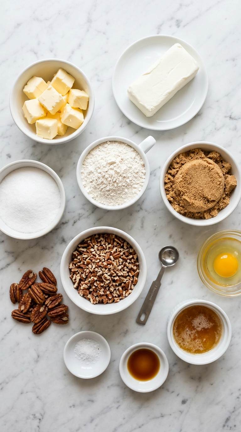 pecan-tassies-ingredients-shot-on-marble