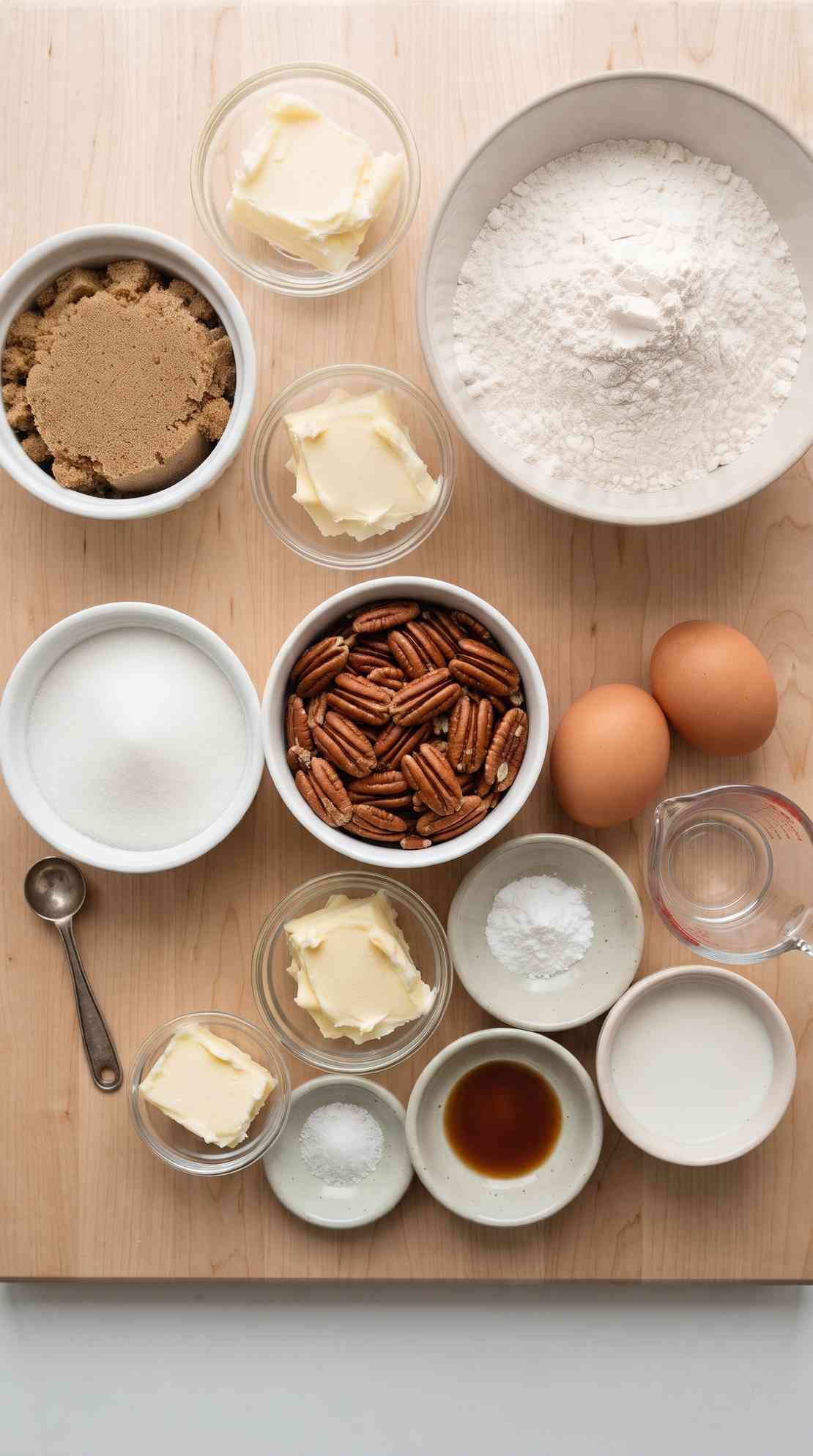 pecan-upside-down-cake-ingredients-shot-on-marble