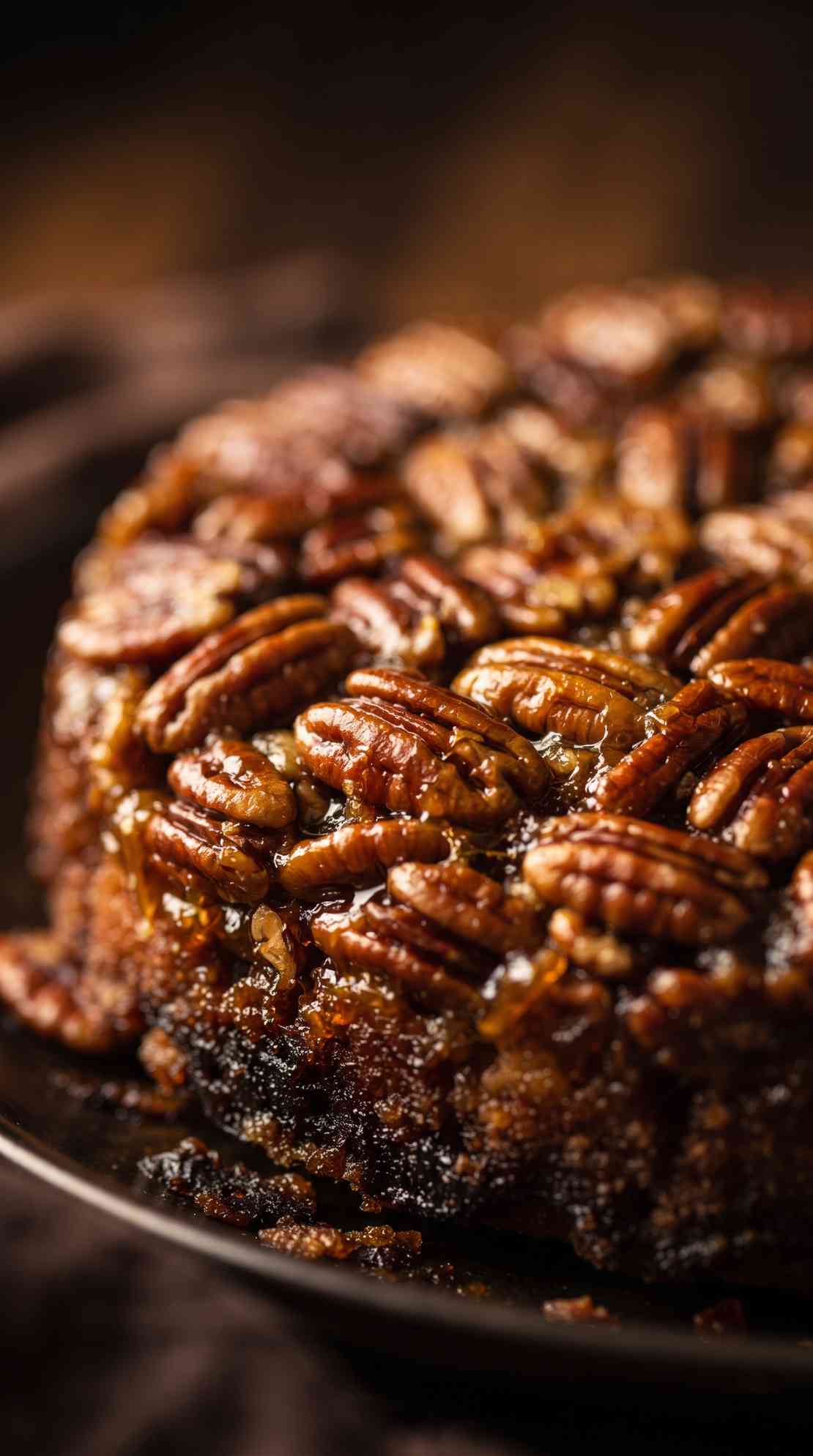 pecan-upside-down-cake-macro-caramel-pecan-top