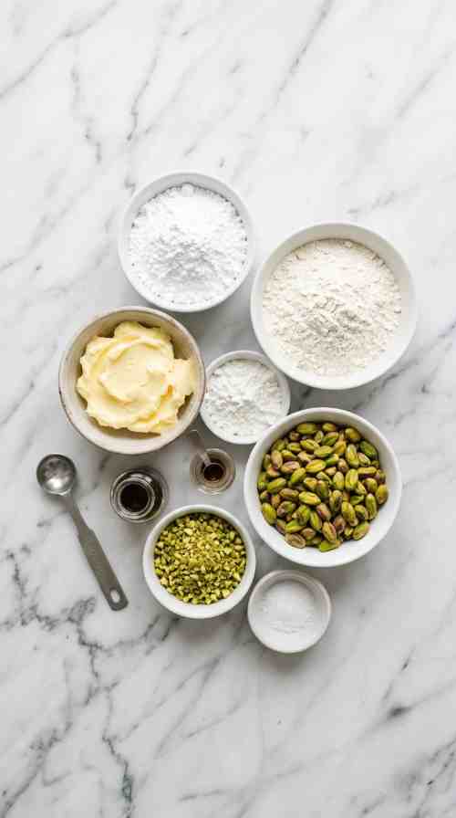 pistachio-shortbread-cookies-ingredients-shot-all-raw-ingredients-on-white-marble
