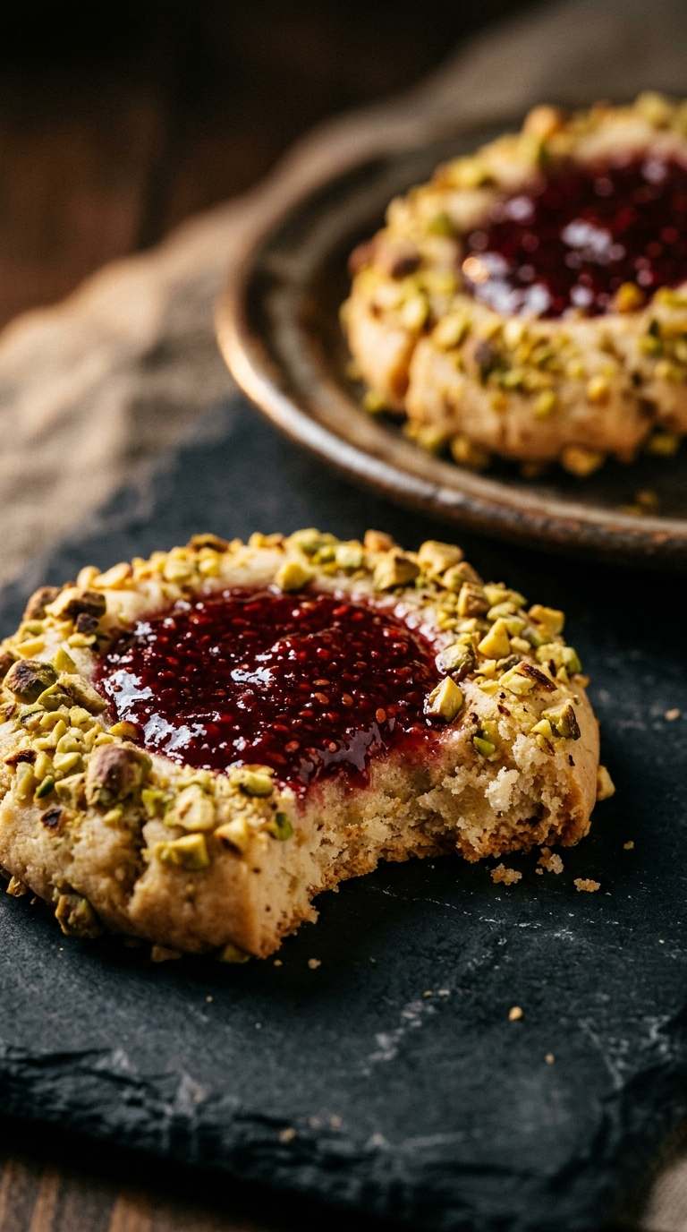 pistachio-thumbprint-cookies-macro-closeup