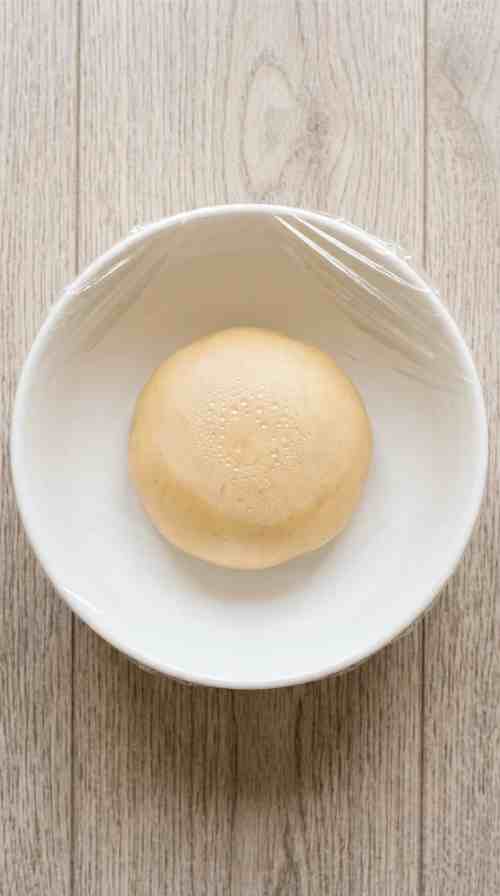 raspberry-shortbread-cookies-process-step-4-chilling-dough-ball-covered-in-plastic-wrap