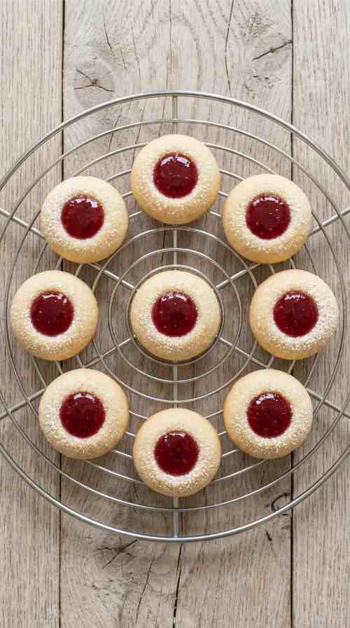 raspberry-shortbread-cookies-process-step-7-baked-cookies-cooling-on-wire-rack