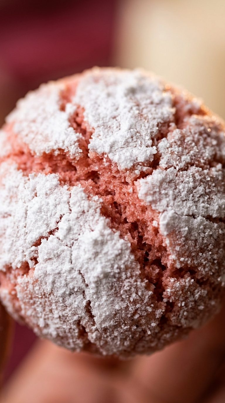 strawberry-crinkle-cookies-overhead-shot-2-plate-on-marble