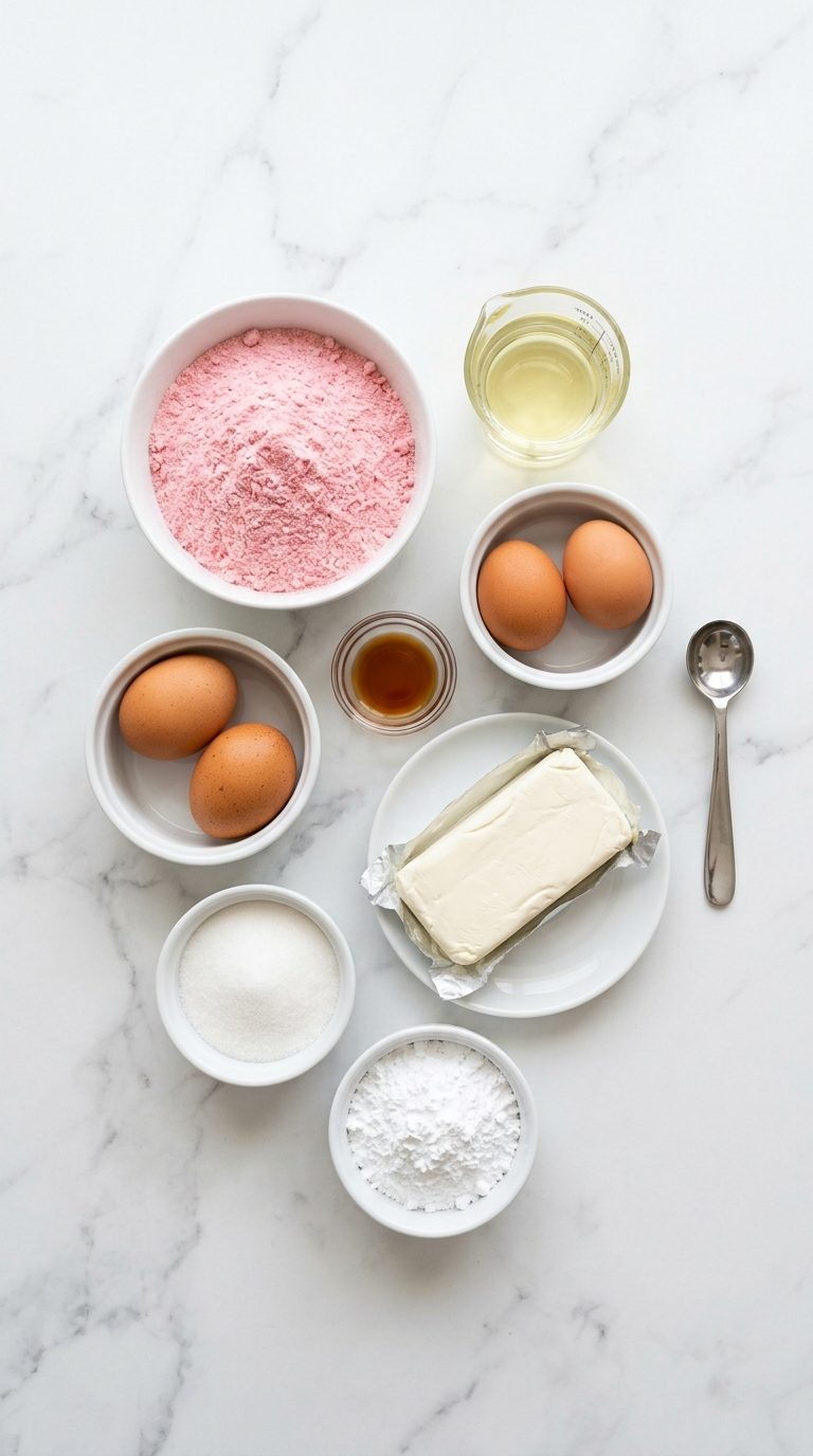 strawberry-crinkle-cookies-process-step-1-mixing-pink-dough-in-bowl