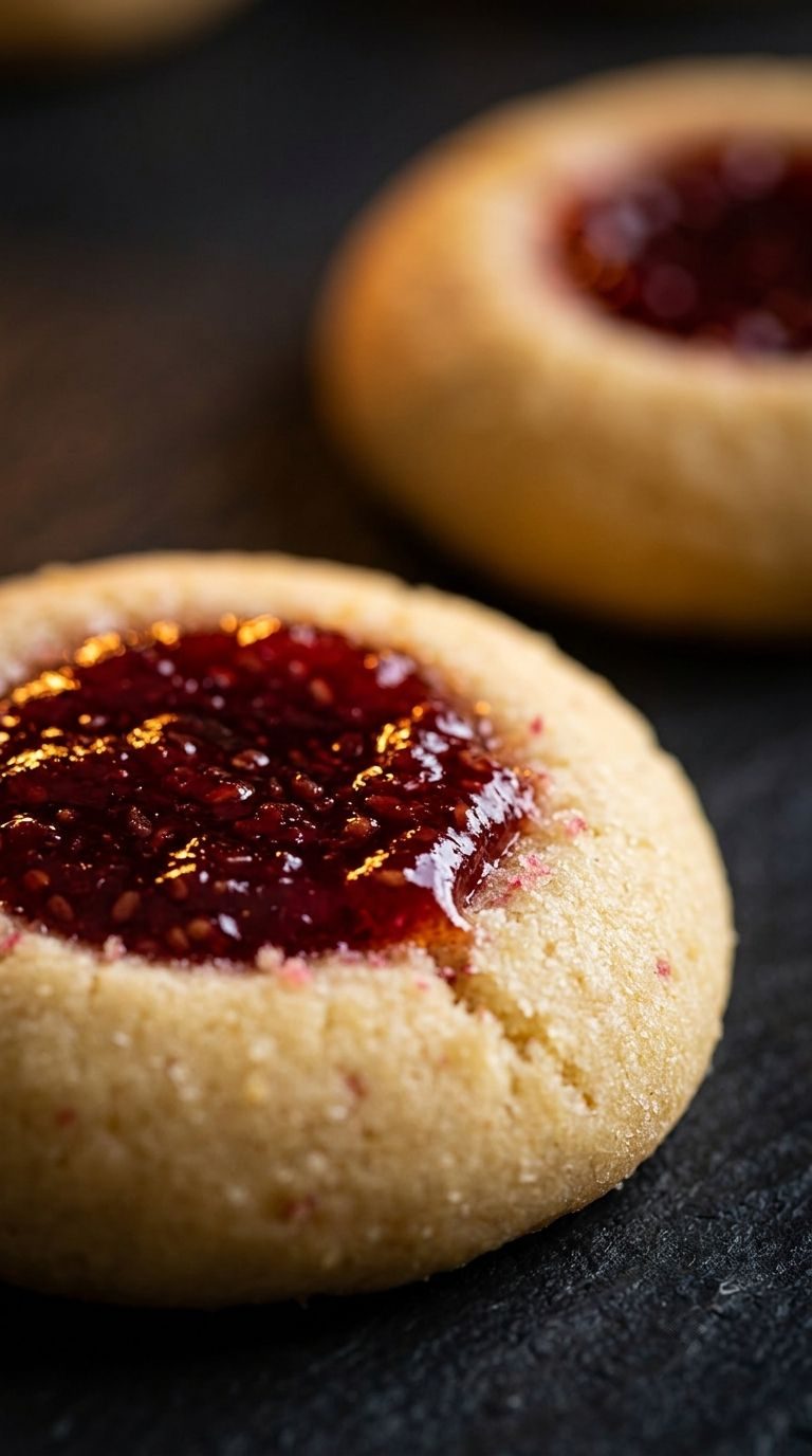 strawberry-thumbprint-cookies-macro-closeup