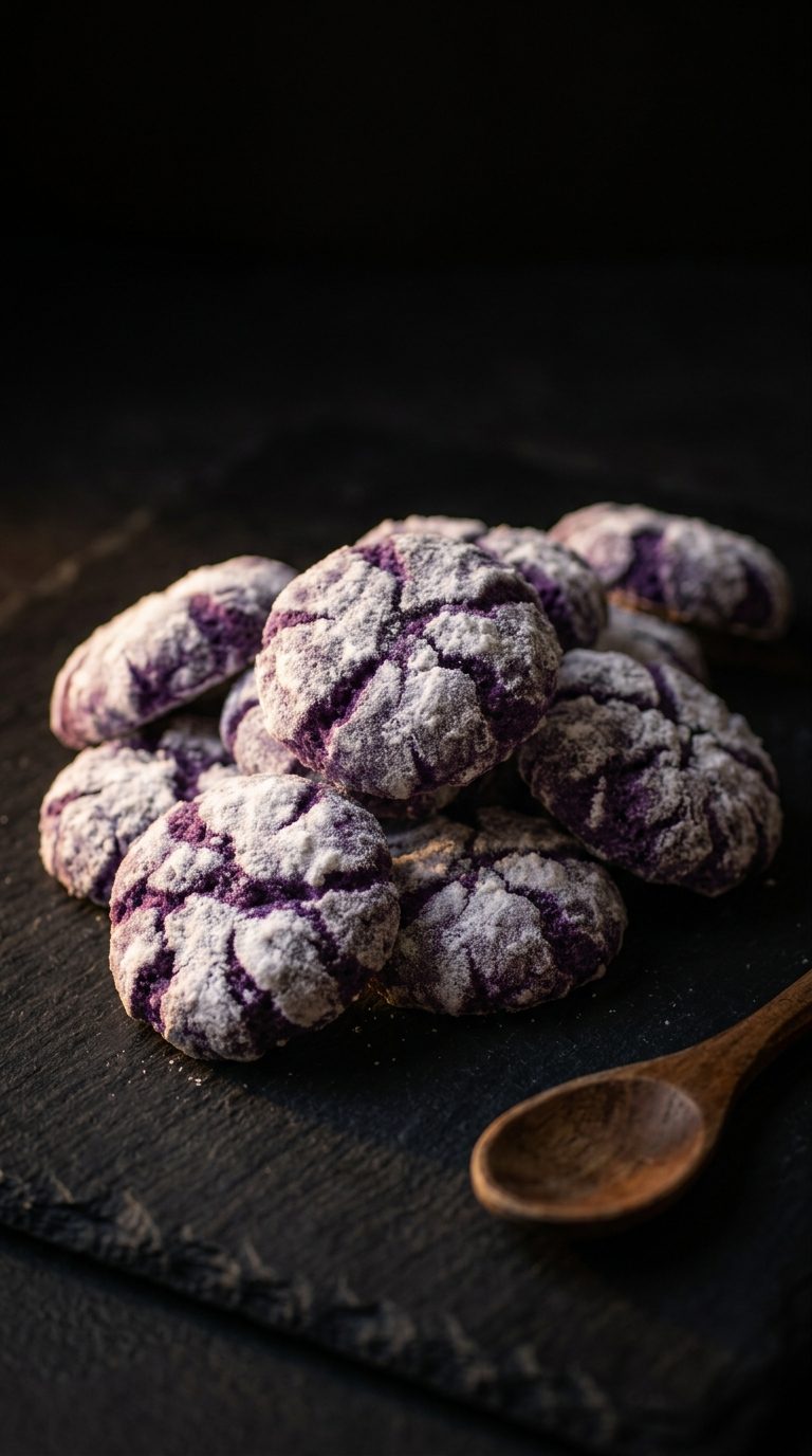 ube-crinkle-cookies-hero-shot-4-dark-moody-on-slate